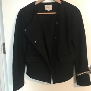 Loft Asymmetrical Wool Blend Snap Close Blazer